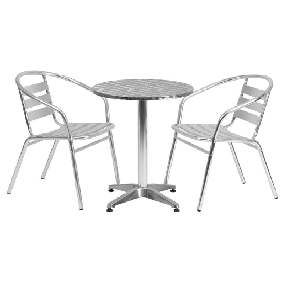 Flash Furniture TLH-ALUM-24RD-017BCHR2-GG Table & Chair Set Includes (1) 23-1/2" Dia. X 27-1/2"H Table