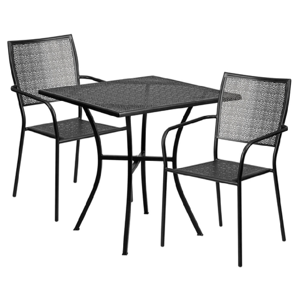 Flash Furniture CO-28SQ-02CHR2-BK-GG Patio Table Set Includes (1) Table: 28"W X 28"D X 28-1/4"H