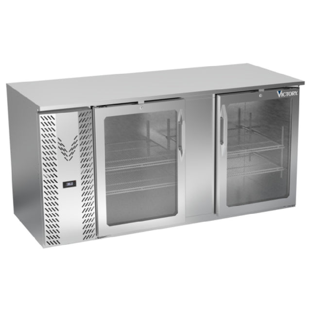 Victory VBB68HC-G-S - Back Bar Refrigerator, Two-section, 68"W X 29-11/16”D X 34"H