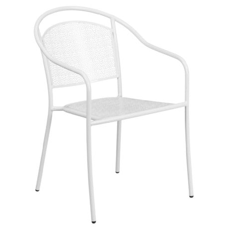 Flash Furniture CO-3-WH-GG Patio Stacking Armchair Curved Round Back Rain Flower Seat And Back Design