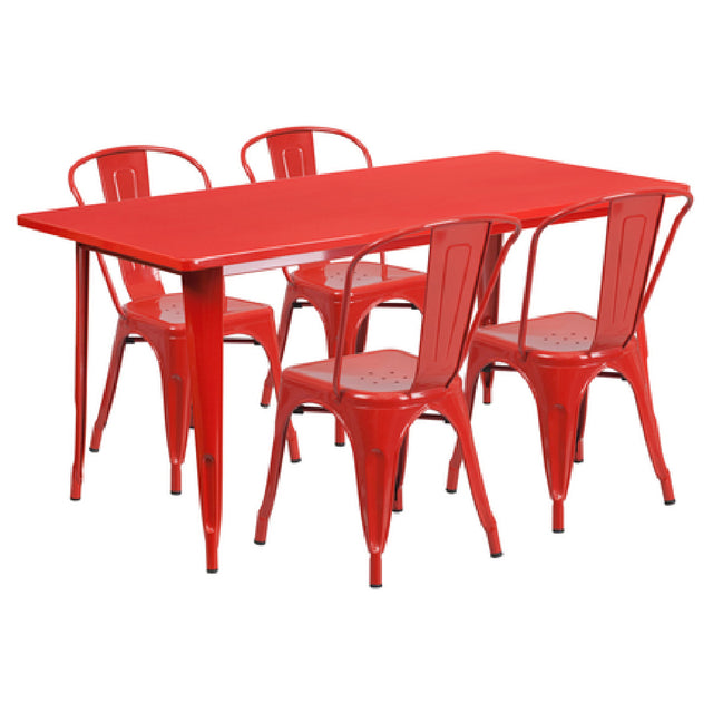 Flash Furniture ET-CT005-4-30-RED-GG Table And Chair Set Includes (1) 63"W X 31-1/2"D X 29-1/2"H Table