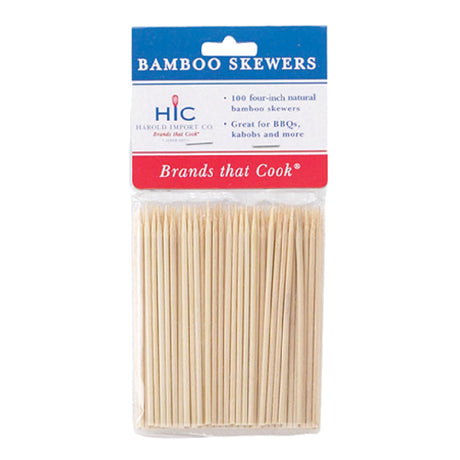 Harold Import Co. 4418 HIC Skewers 4" Bamboo (100 Pack) (carded)