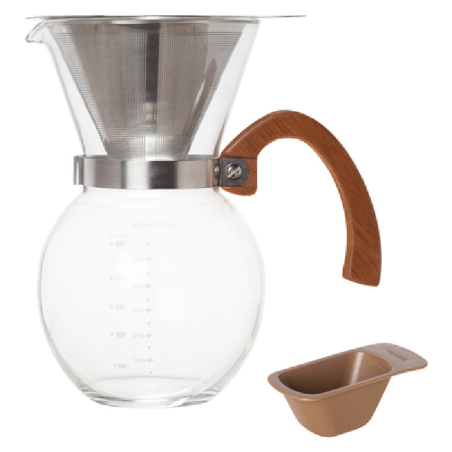 Harold Import Co. 43781 HIC Coffee Maker Set Pour-over Includes: (1) 22 Oz. (4-servings) Borosilicate Glass Coffee Maker With Bamboo Handle & Stainless Steel Collar