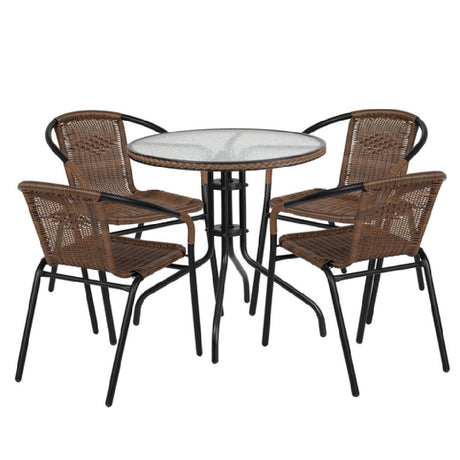 Flash Furniture TLH-087RD-037BN4-GG Table & Chair Set Includes (1) 28" Dia. X 28"H Table