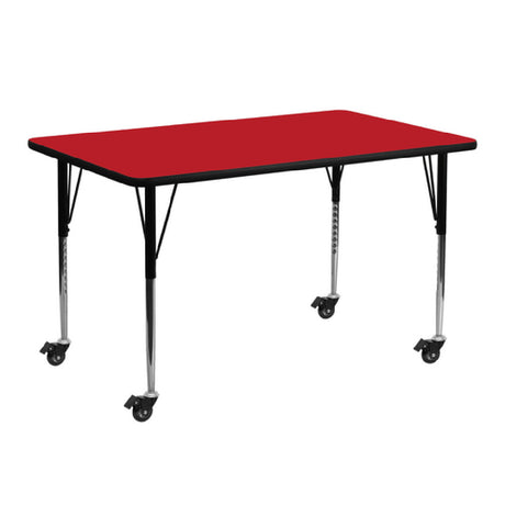 Flash Furniture XU-A2460-REC-RED-H-A-CAS-GG Activity Table 60"W X 24"D X 22-5/8" To 30-1/2" Adjustable Height