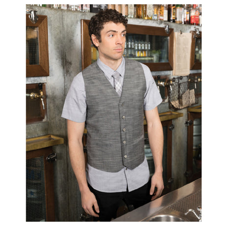 Chef Works VNN01GRY2XL Men's Fairfax Vest Paisley Lining Button Front Closure (2nd Button Branded Detail)