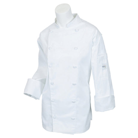 Mercer Culinary M62060WHS Renaissance Women's Jacket Traditional Neck (12) Cloth Buttons