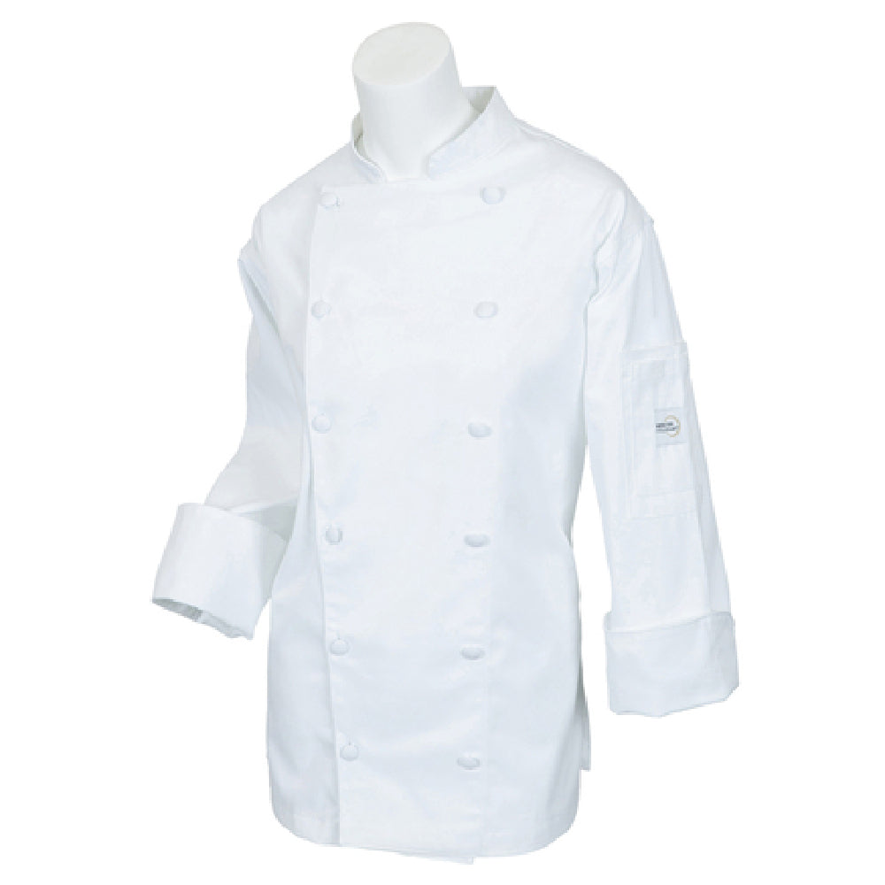 Mercer Culinary M62060WH2X Renaissance Women's Jacket Traditional Neck (12) Cloth Buttons