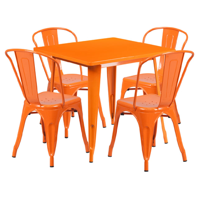 Flash Furniture ET-CT002-4-30-OR-GG Table And Chair Set Includes (1) 31-1/2"W X 31-1/2"D X 29-1/2"H Table