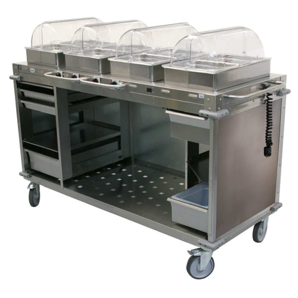 Cadco CBC-HHHH-LST-4 MobileServ® Mobile Hot Buffet Cart (4) Hot Full Size Buffet Servers