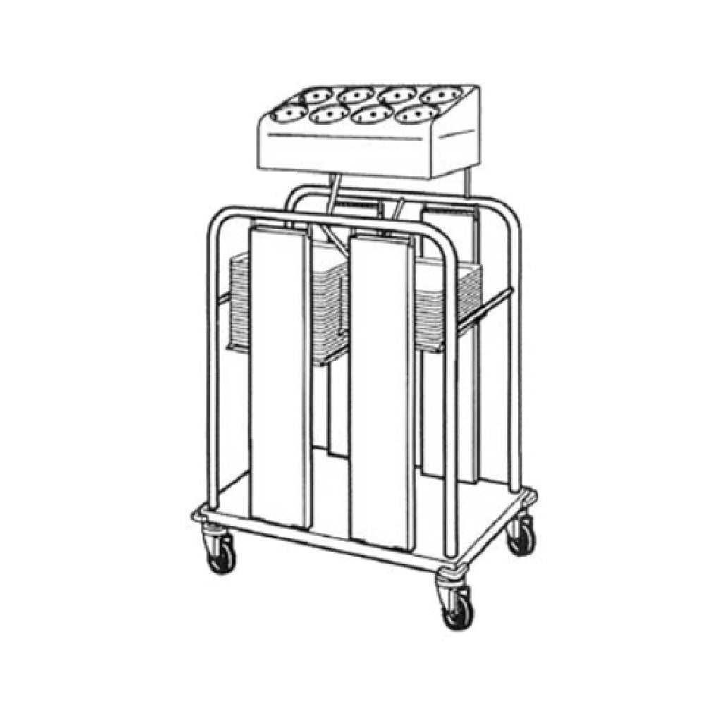 Piper Products PTS/1222MO2 - Mobile Tray & Silverware Dispenser, Double Stack, Open Style