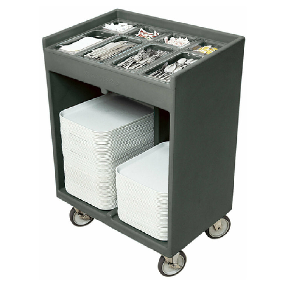 Cambro TC1418191 Tray & Silver Cart 32-3/8"L X 21-1/4"W X 45-1/2"H With Pans & Vinyl Cover