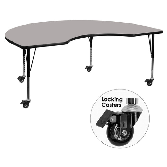 Flash Furniture XU-A4872-KIDNY-GY-H-P-CAS-GG Activity Table 72"W X 48"D X 17-1/2" To 25-1/2" Adjustable Height