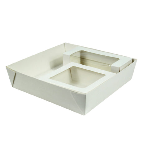 PacknWood KRAYWHCLAIR2 - VIP Set, Includes: (1) White Kray Boxes With PET Window Lid - 60oz 7.1 X 7.1 X 2in - 200 Pcs (210KRAYWH195)