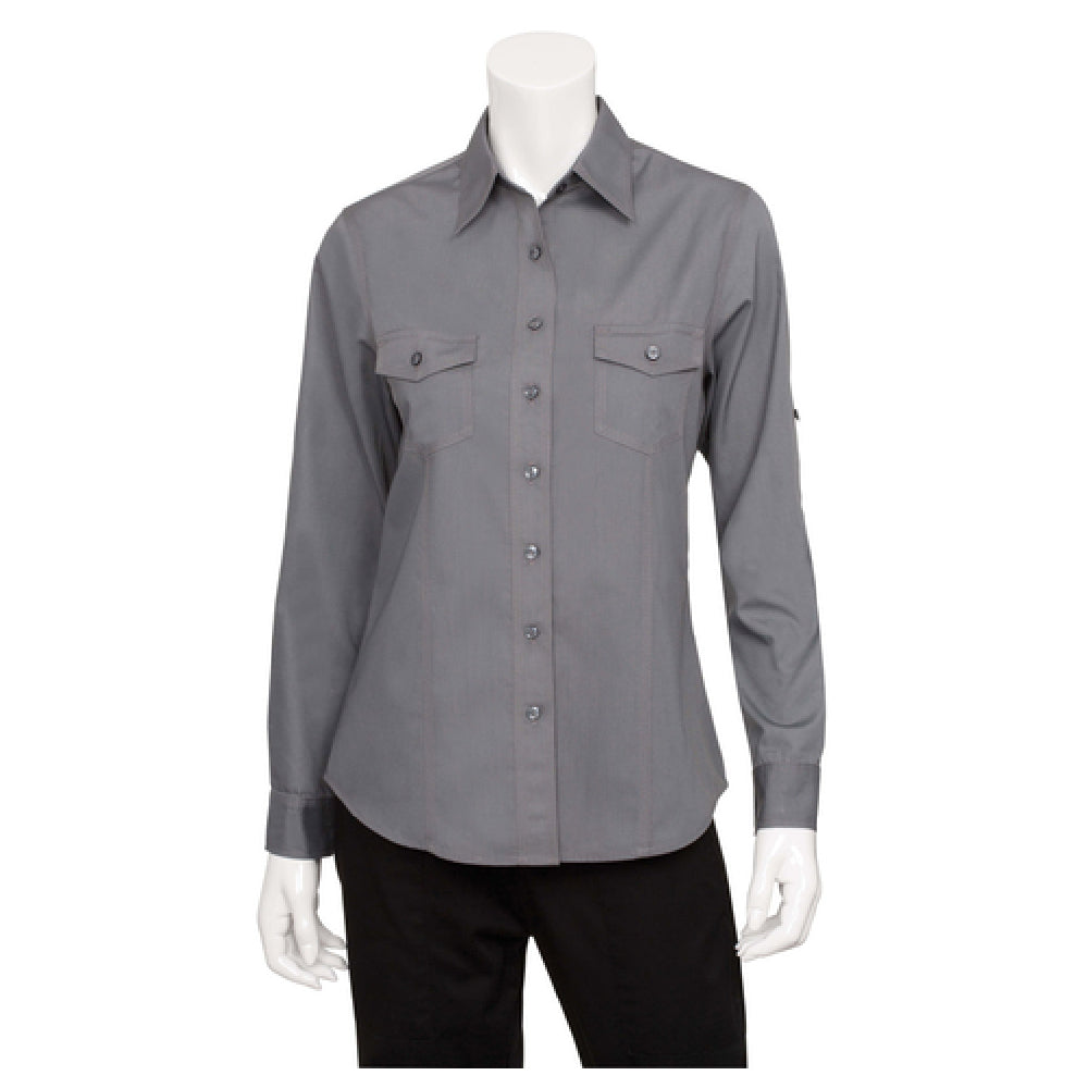 Chef Works WPDSGRYXS Women's Shirt Roll-up Long Sleeves With Button Tab 2-button Cuffs