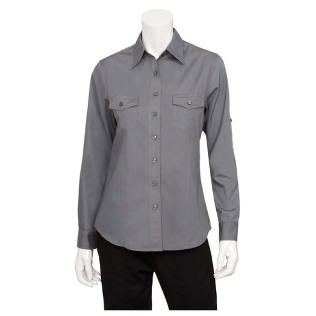 Chef Works WPDSGRYL Women's Shirt Roll-up Long Sleeves With Button Tab 2-button Cuffs