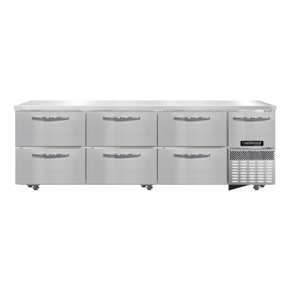 Continental Refrigerator RA93N-U-D Undercounter Refrigerated Base 93"W Stainless Steel Front & End Panels