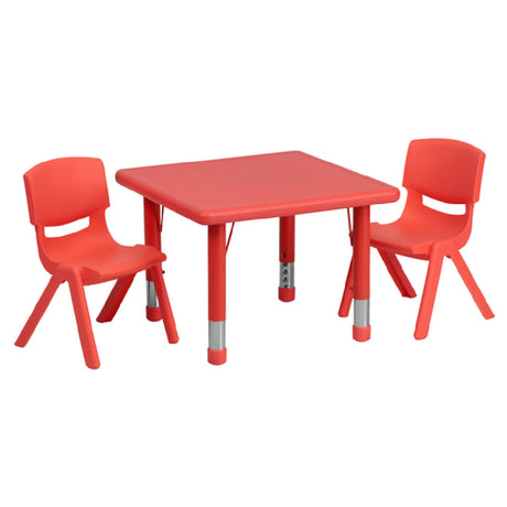 Flash Furniture YU-YCX-0023-2-SQR-TBL-RED-R-GG Preschool Activity Table Set Includes (1) Table: 24"W X 24"D X 14-1/2" 23-3/4"H