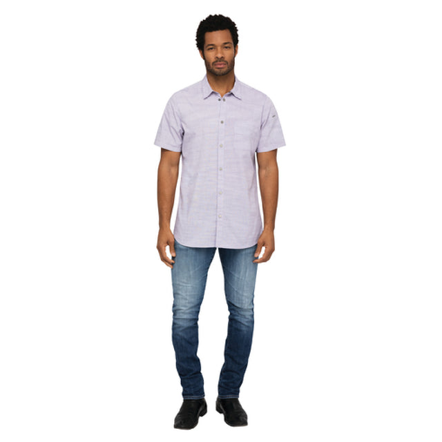 Chef Works SHC01-PUR-M Havana Shirt Short Sleeves Side Hem Detail