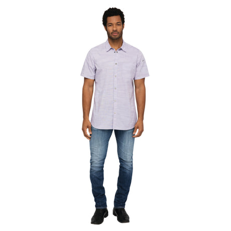 Chef Works SHC01PURM Havana Shirt Short Sleeves Side Hem Detail