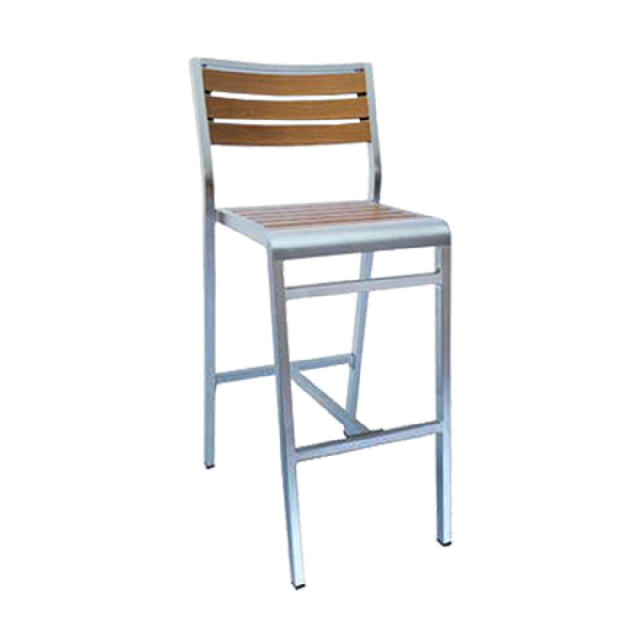 Emuamericas Llc AB1220-06-401 Sid Barstool Armless Indoor/outdoor Wood-look Aluminum Slat Back And Seat