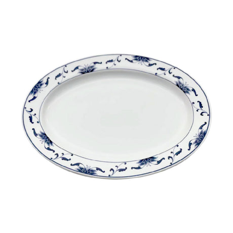 Cameo China 255-83 Blue Lotus Platter 8-1/4" X 6" X 7/8"H (21 Cm X 15 Cm X 2.1 Cm)