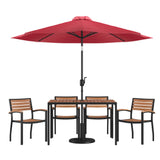 Flash Furniture XU-DG-304860064-UB19BRD-GG Patio Dining Table Set Includes (1) 48"W X 30"D Rectangular Table