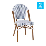 Flash Furniture 2-SDA-AD642001-F-WHNVY-NAT-GG Lourdes Stacking French Bistro Chair