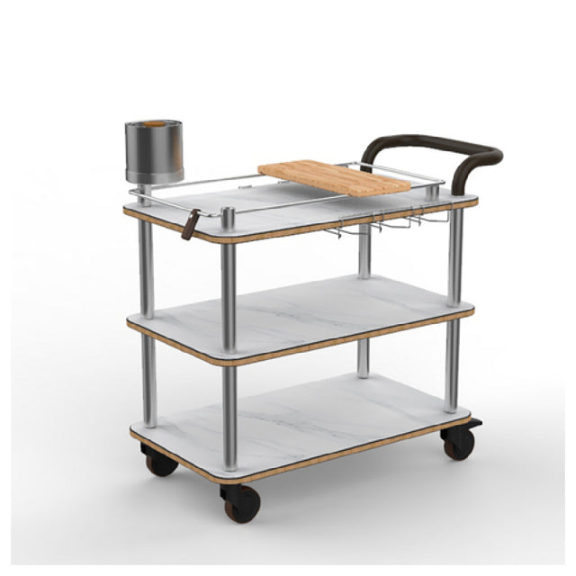 Steelite MGCRNX03CBXX Mogogo Rollin Mixology Cart With Leather Handle White Carrera Brushed Brass