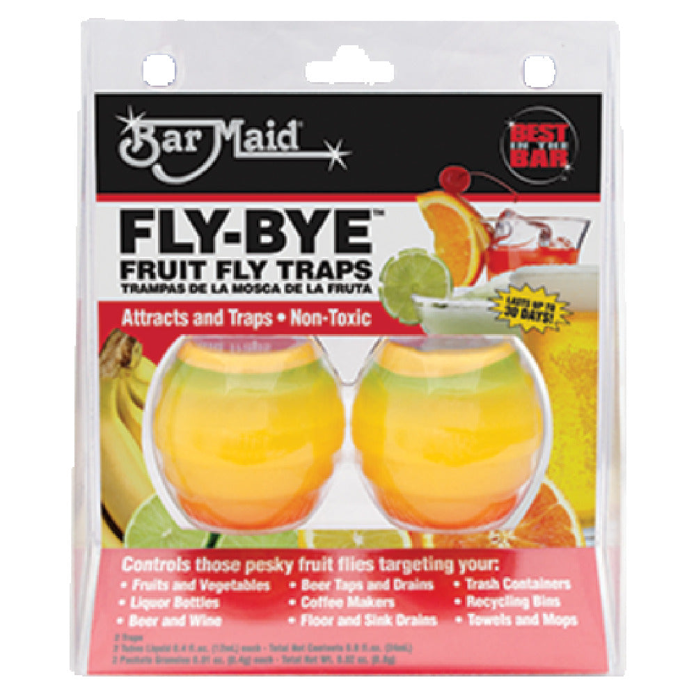 Bar Maid/Glass Pro FLY-BYE Fly-Bye™ Fruit Fly Trap Attracts & Traps Non-toxic Priced As Cs Of 6 Packs. (2 Each Per Pack 6 Packs Per Case)