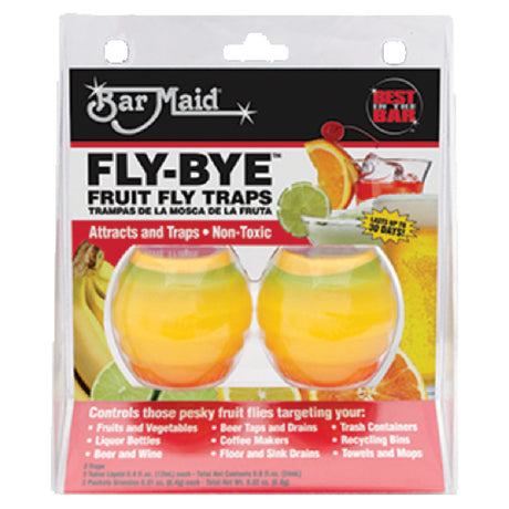 Bar Maid/Glass Pro FLY-BYE Fly-Bye™ Fruit Fly Trap Attracts & Traps Non-toxic Priced As Cs Of 6 Packs. (2 Each Per Pack 6 Packs Per Case)