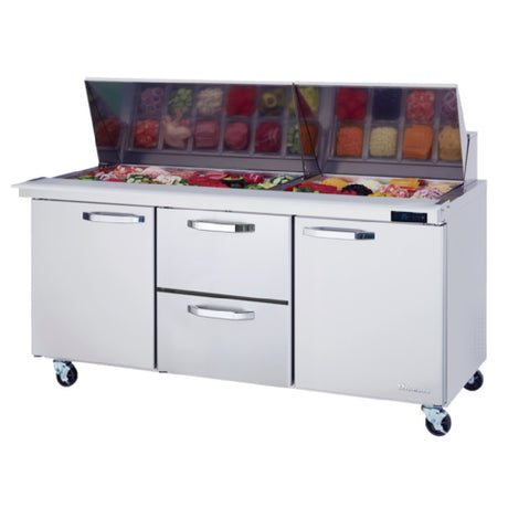 Blue Air BLMT72-D2M-HC Mega Top Sandwich Prep Table Three-section 72-3/8"W