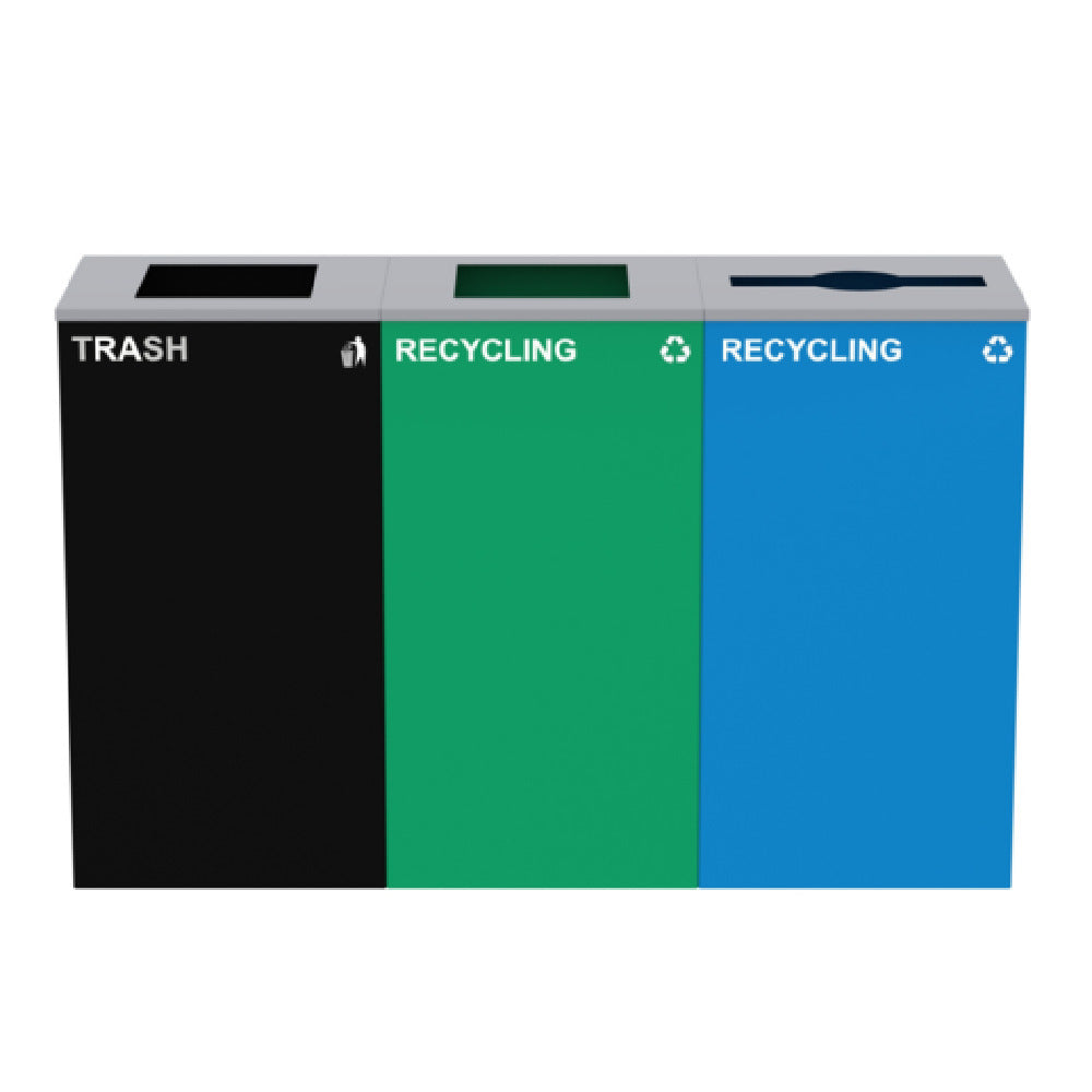 Alpine Industries ALP4450-BLK-KIT26 Recycling Bins And Trash Can Station 87 Gallon