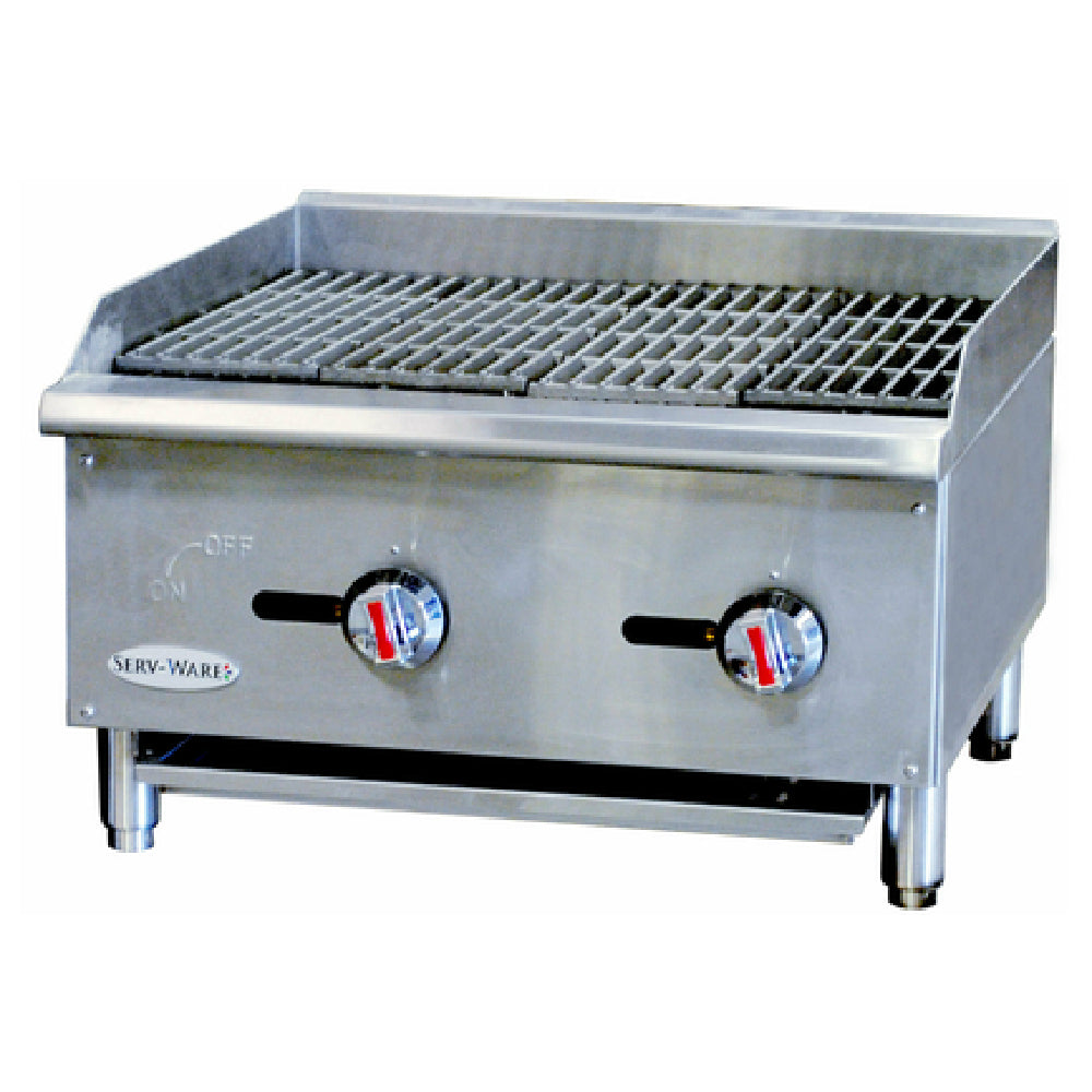 Serv-Ware SCBS-24 - Serv-Ware - Gas Cooking - 24” Wide Radiant Broiler - Natural Gas - (2) 30,000 BTU Stainless Steel "U" Shaped Burners