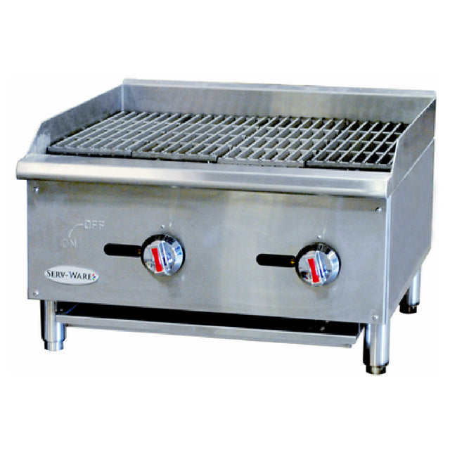 Serv-Ware SCBS-24 - Serv-Ware - Gas Cooking - 24” Wide Radiant Broiler - Natural Gas - (2) 30,000 BTU Stainless Steel "U" Shaped Burners
