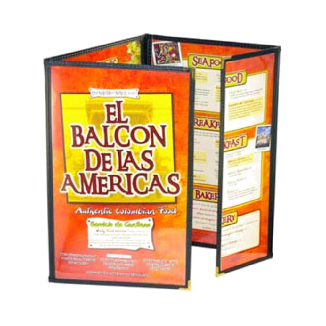 Menu Solutions SE337C Menu Jacket Holds 8-1/2" X 11" Inserts Triple Panel Continuous With Half Panel Flip-out