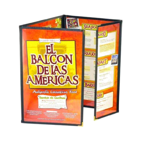 Menu Solutions SE337D Menu Jacket Holds 8-1/2" X 14" Inserts Triple Panel Continuous With Half Panel Flip-out