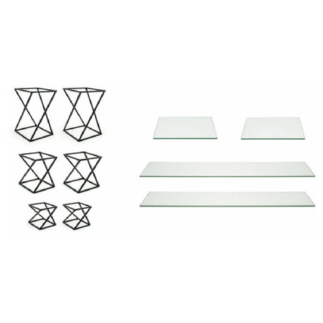 FOH BST030MUM28 Buffet Essentials Twist Clear Glass On Matte Black Includes Two BRI005BKI28 Twist Risers Set Of 3 Matte Black