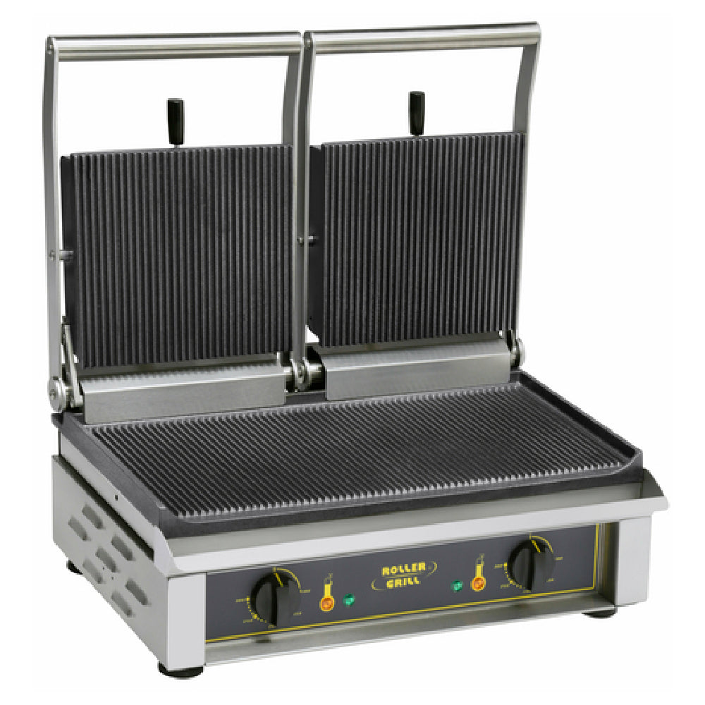 Equipex MAJESTIC_GLSR Roller Grill Panini Grill Cast Iron Grooved Top & Grooved Bottom Griddle Plates