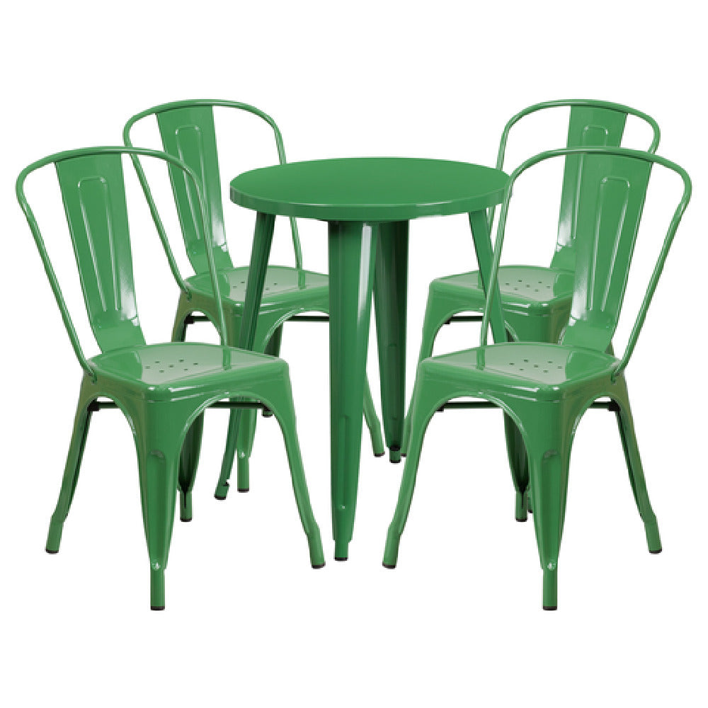 Flash Furniture CH-51080TH-4-18CAFE-GN-GG Table And Chair Set Includes (1) 24" Dia. X 29"H Table