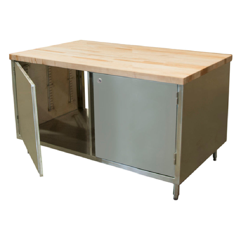 BK Resources CMT-3048HL2 Dual Access Chef Table Cabinet Base With Hinged Doors & Lock On Both Sides