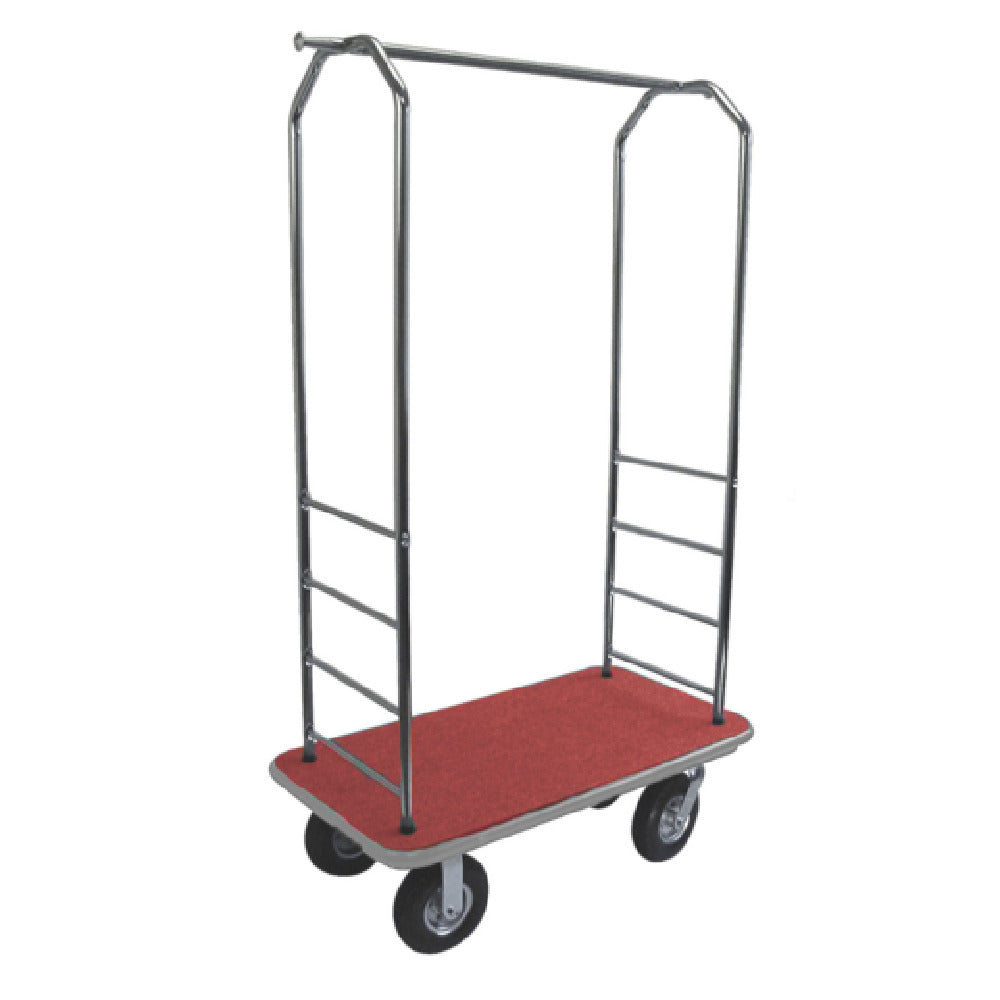 Central Specialties 2000GY-050-RED Easy Mover™ Bellman's Cart 43"W X 23"D X 72-1/2"H 1" Tubular Chrome Frame