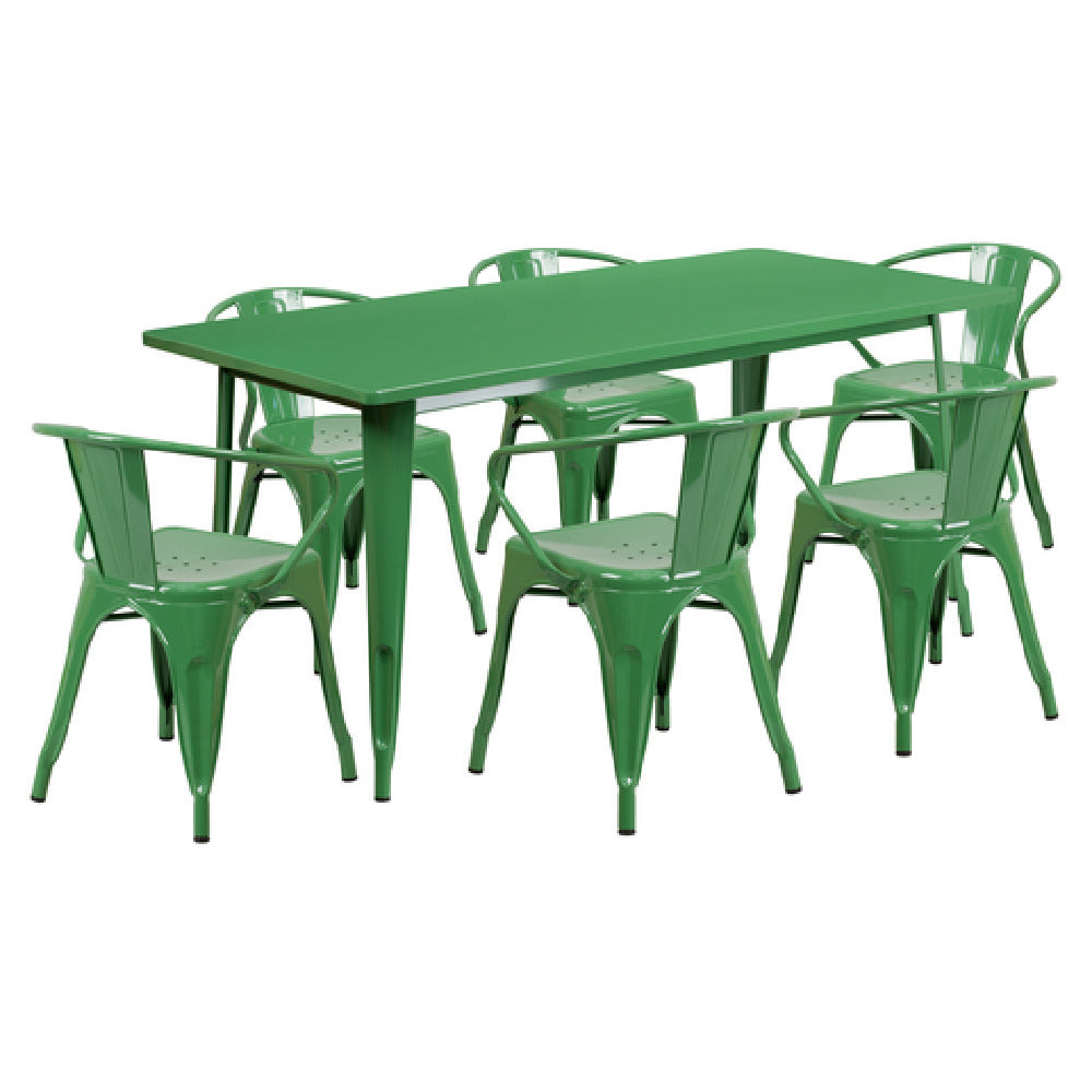 Flash Furniture ET-CT005-6-70-GN-GG Table And Chair Set Includes (1) 63"W X 31-1/2"D X 29-1/2"H Table