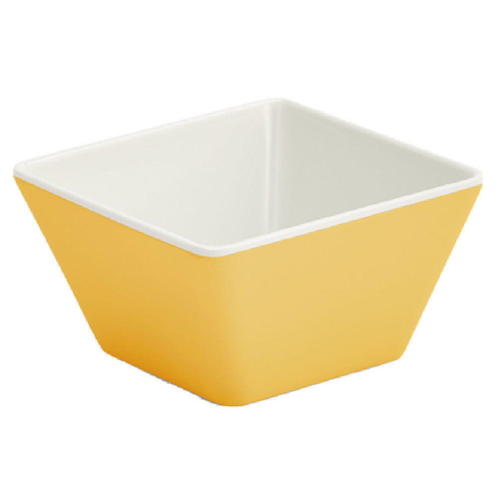 Vollrath V2220050 Melamine Bowl XS Square Yellow. 1/8 QT. 3 1⁄2" W X 3 1⁄2" L X 2 1⁄8" H. Dishwasher Safe.