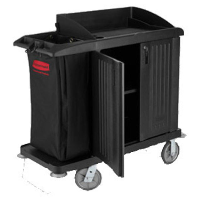 Rubbermaid FG619200BLA - Xtra™ Housekeeping Cart, 49"L X 22"W X 50"H, Compact Cart With Doors & Vinyl Bag