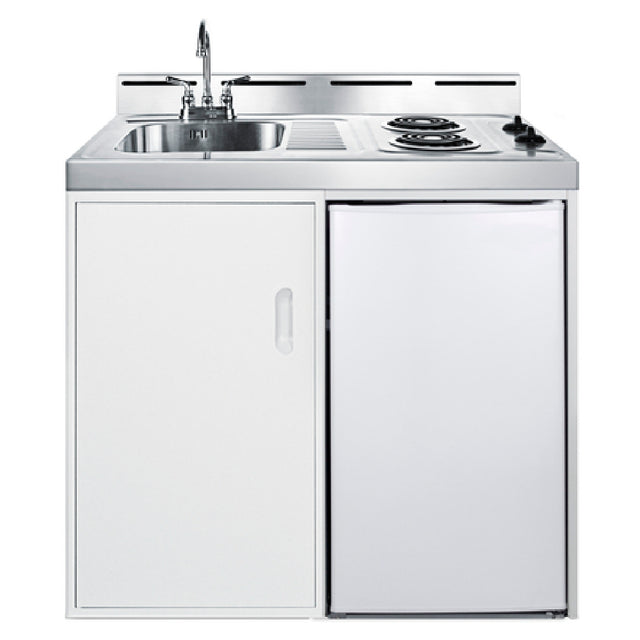 Summit C39EL All-in-One Combo Kitchen 39"W X 24"D X 40"H One Piece Stainless Steel Top With Sink & Faucet