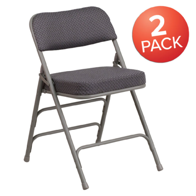 Flash Furniture 2-AW-MC320AF-GRY-GG Hercules Series Folding Chair Gray Fabric Back & Seat