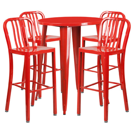 Flash Furniture CH-51090BH-4-30VRT-RED-GG Table And Bar Stool Set Includes (1) 30" Dia. X 41"H Table