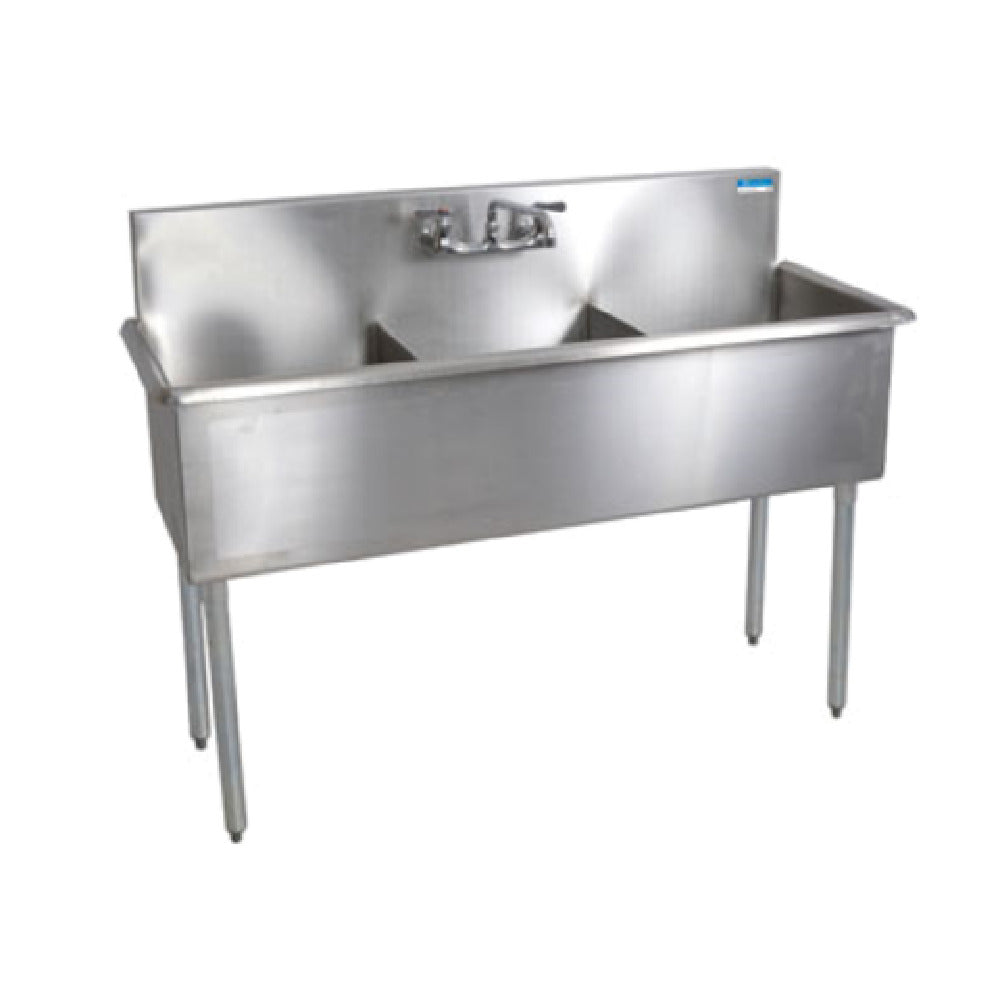 BK Resources BK8BS-3-18-12 Budget Sink Three Compartment 57"W X 21-1/2"D X 41"H Overall Size