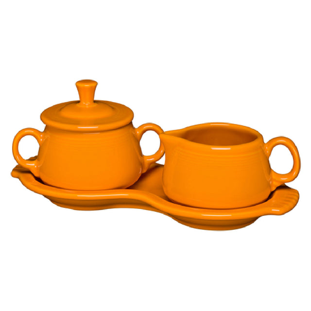 Steelite HL821345 Sugar & Cream Tray Set Includes: (1) 7-3/4 Oz. Sugar Bowl With Lid & Handles